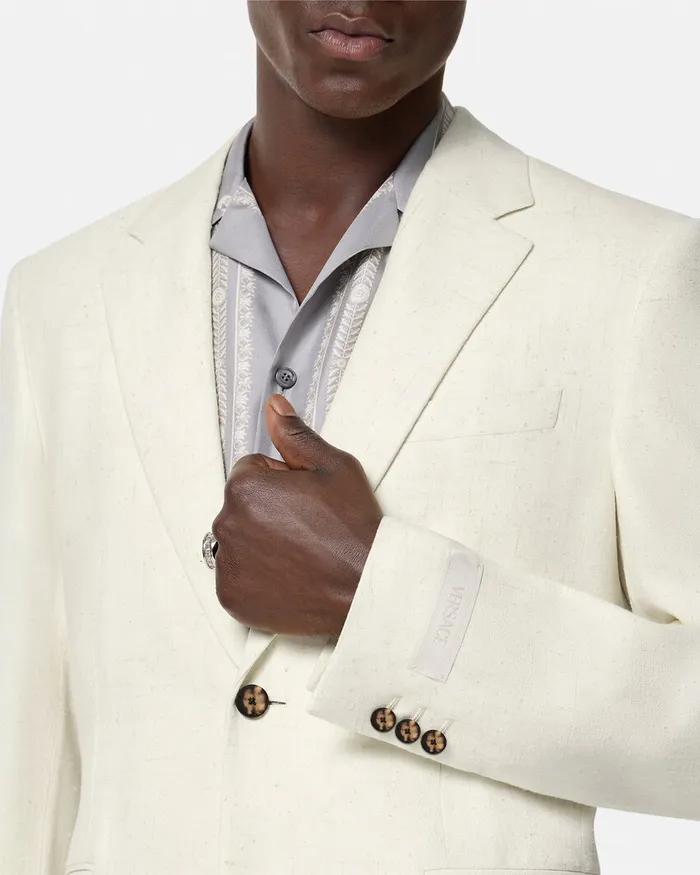 Versace Blazers and Suits Men Barocco Sea SilkBlend Malfil Blazer Blueprint