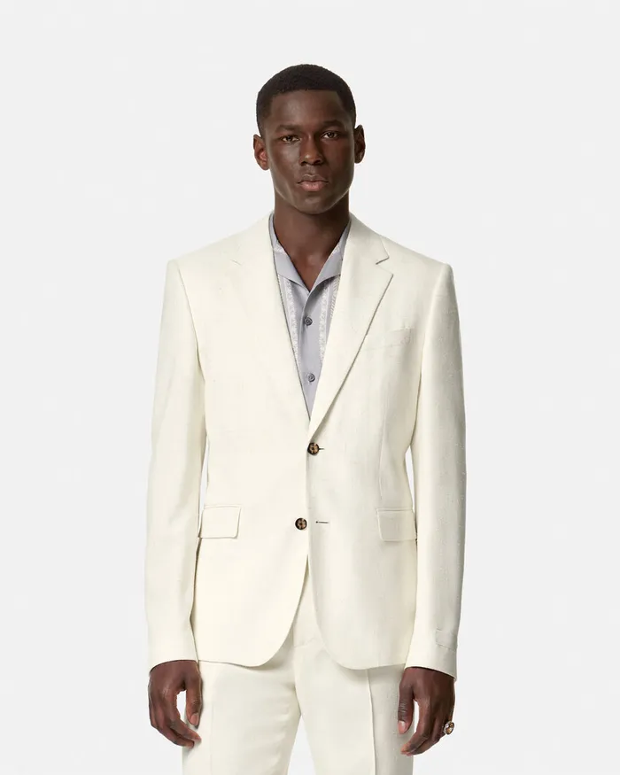 Versace Blazers and Suits Men Barocco Sea SilkBlend Malfil Blazer Blueprint