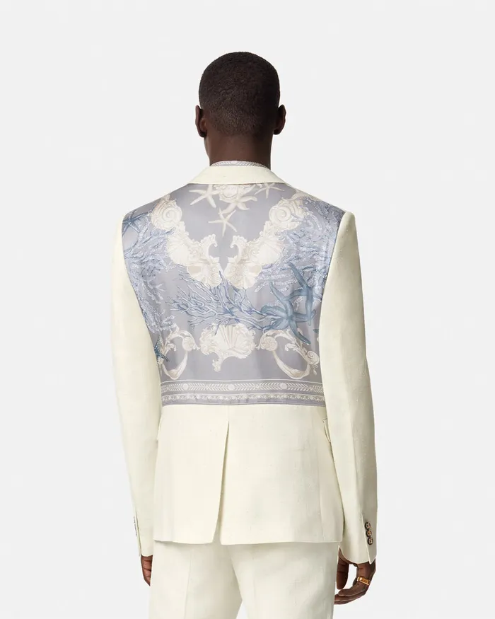 Versace Blazers and Suits Men Barocco Sea SilkBlend Malfil Blazer Blueprint