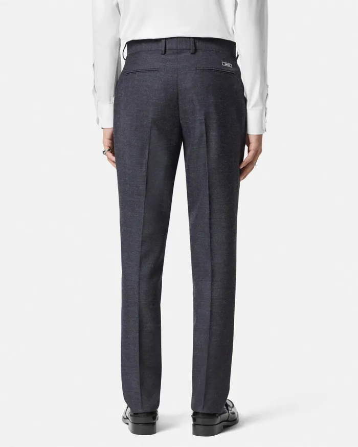 Versace Blazers and Suits Men Herringbone Wool Formal Pants Gray