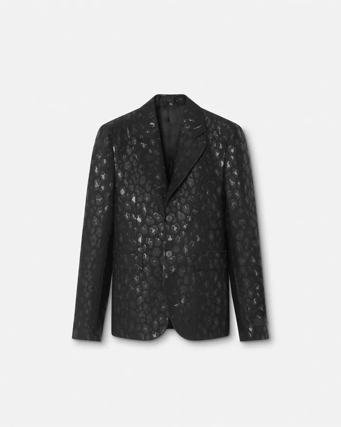 Versace Blazers and Suits Men Leopard Jacquard Blazer Black