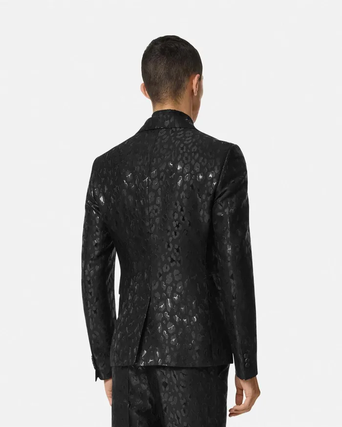 Versace Blazers and Suits Men Leopard Jacquard Blazer Black
