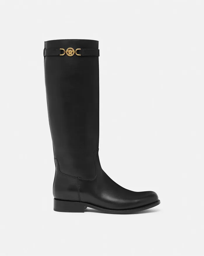 Versace Boots Women Medusa 03995 KneeHigh Boots Blackgold