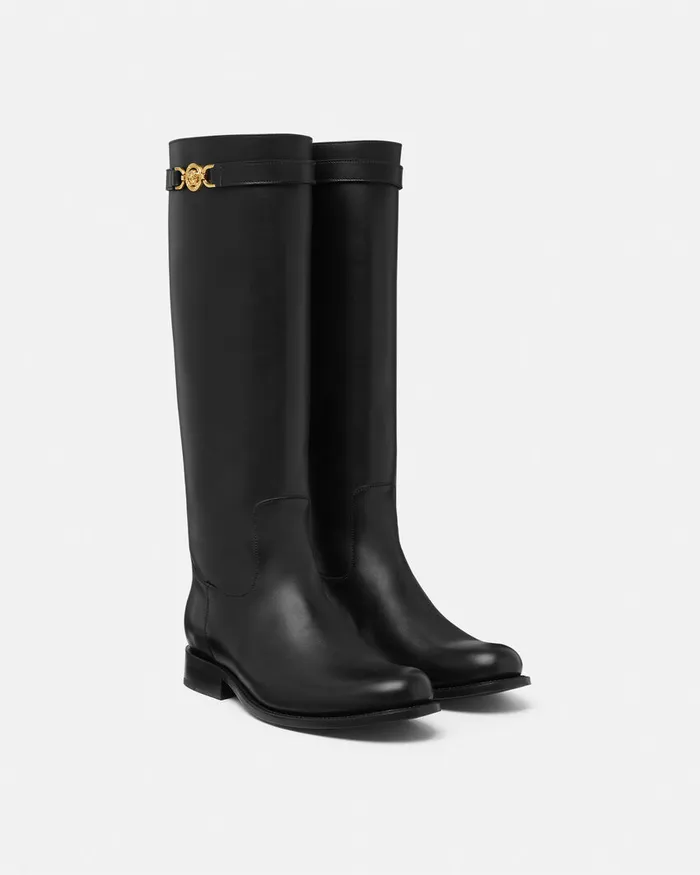 Versace Boots Women Medusa 03995 KneeHigh Boots Blackgold