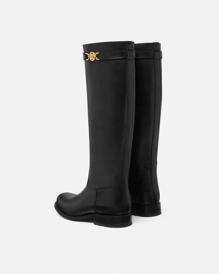 Versace Boots Women Medusa 03995 KneeHigh Boots Blackgold