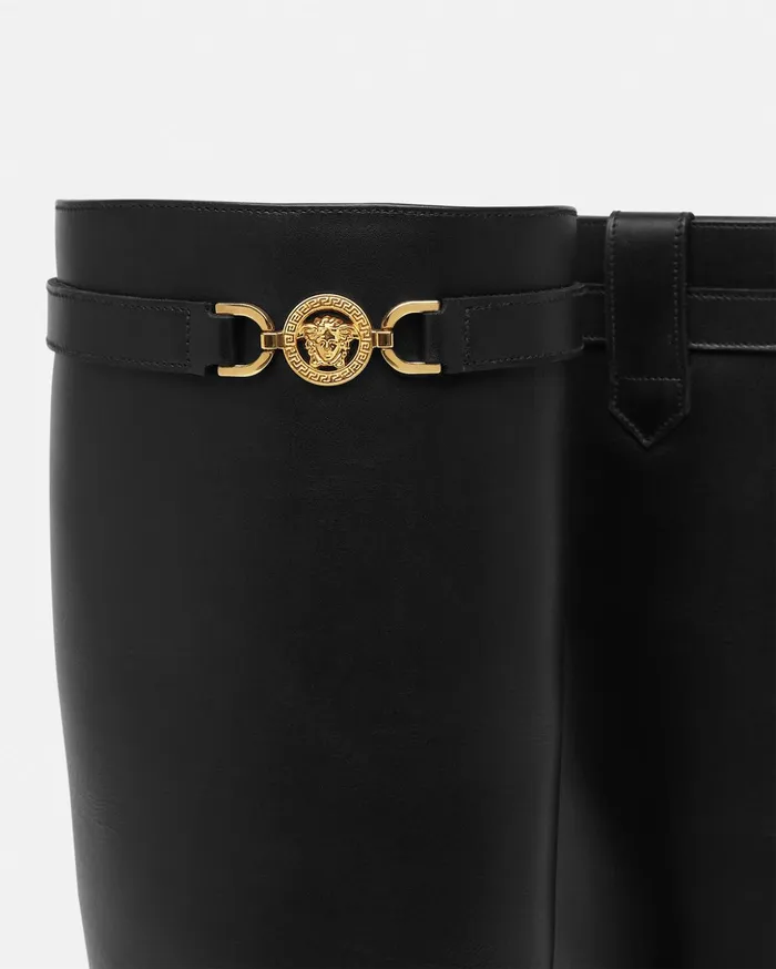 Versace Boots Women Medusa 03995 KneeHigh Boots Blackgold