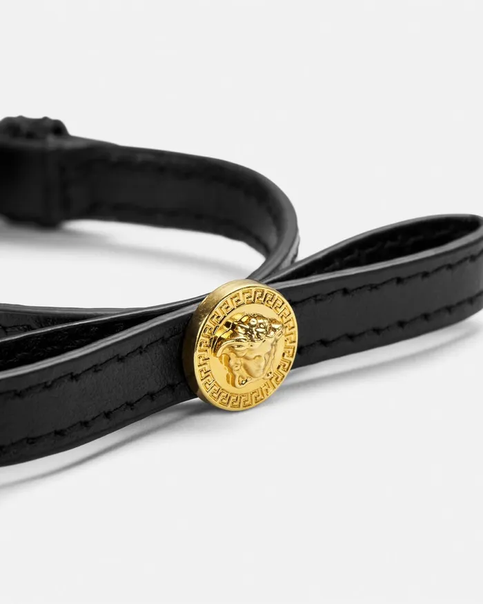 Versace Bracelets Women Gianni Ribbon Leather Bracelet Blackgold