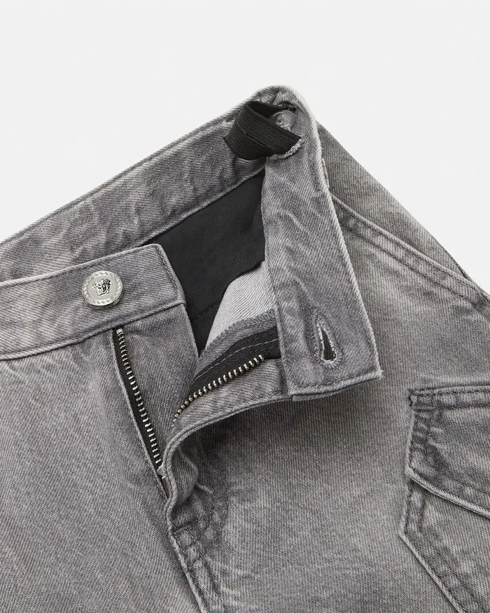 Versace Denim Kids Cargo Jeans Gray