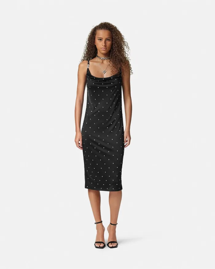 Versace Dresses Women Cielo Stellato Slip Midi Dress Black