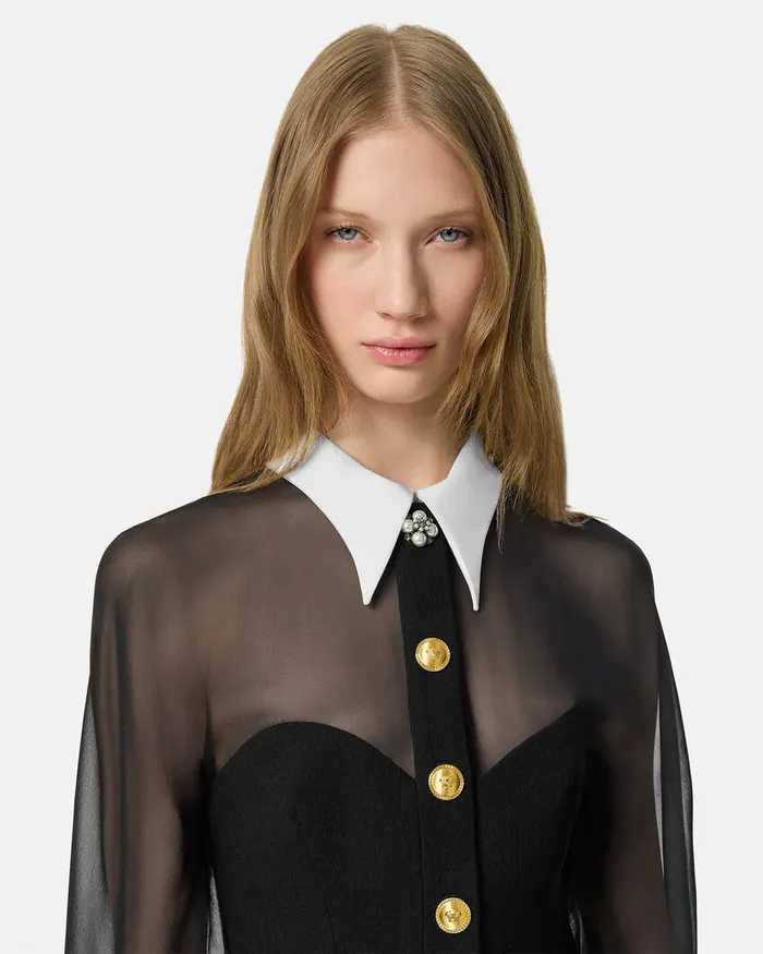 Versace Dresses Women ContrastCollar Bustier Mini Dress Black