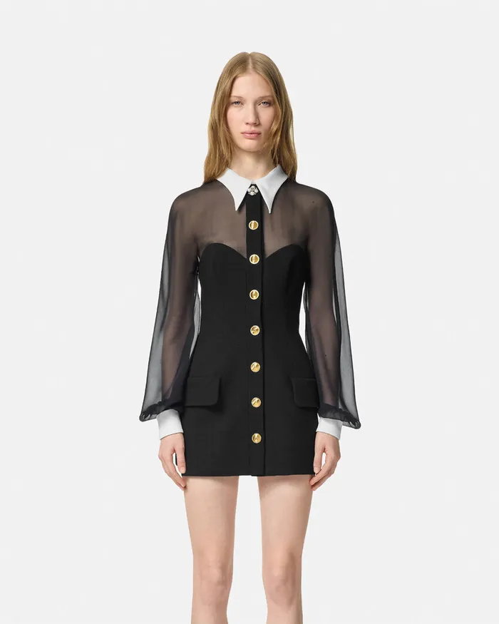 Versace Dresses Women ContrastCollar Bustier Mini Dress Black