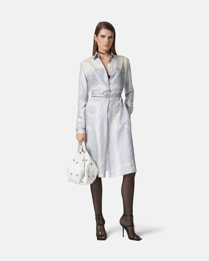 Versace Dresses Women La Coupe Des Dieux Silk Midi Shirt Dress Print