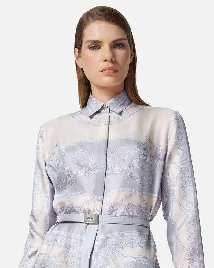 Versace Dresses Women La Coupe Des Dieux Silk Midi Shirt Dress Print