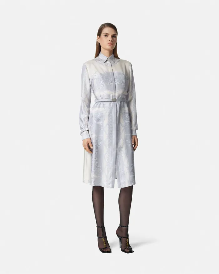 Versace Dresses Women La Coupe Des Dieux Silk Midi Shirt Dress Print