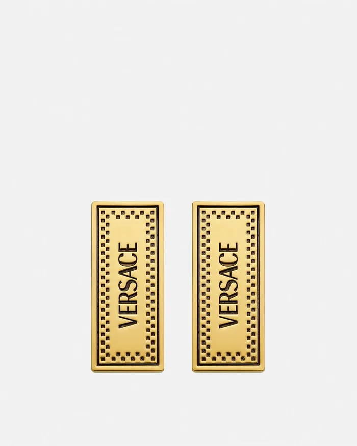 Versace Earrings Women 90s Vintage Logo Earrings Blackgold