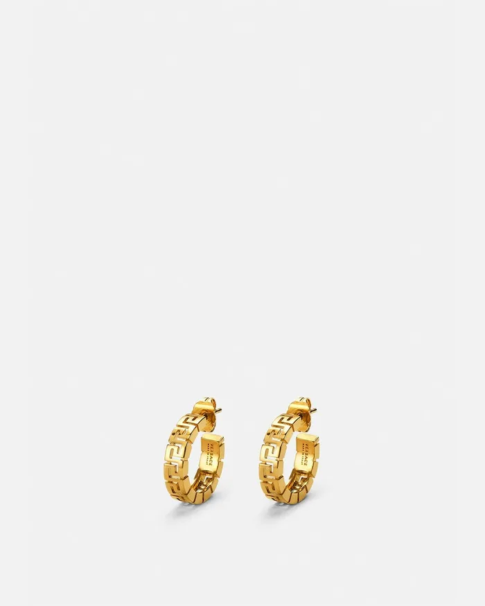Versace Earrings WomenMen Greca Hoop Earrings Light Gold