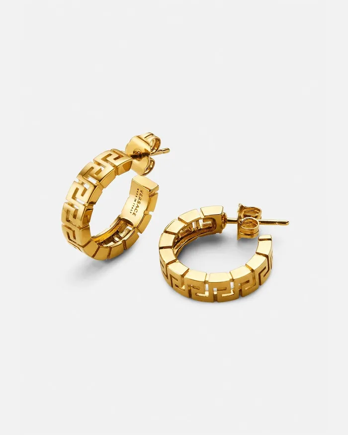 Versace Earrings WomenMen Greca Hoop Earrings Light Gold