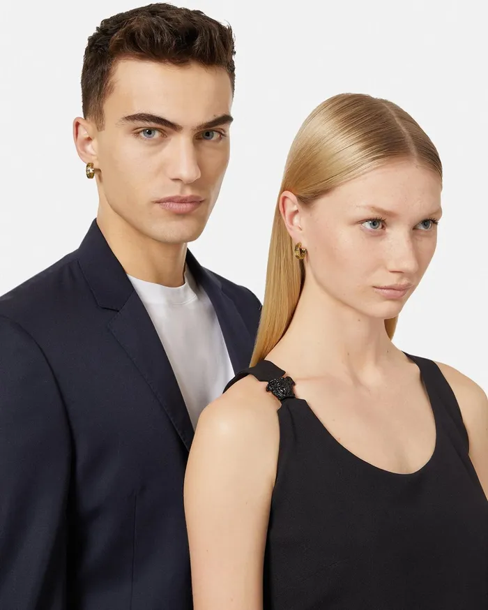 Versace Earrings WomenMen Greca Hoop Earrings Light Gold