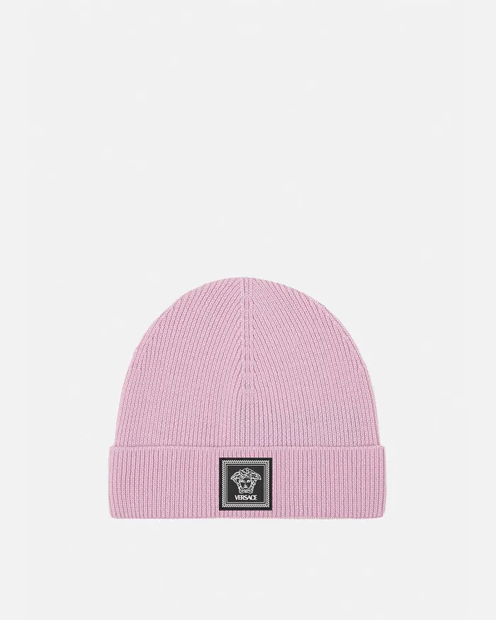 Versace Hats and Caps WomenMen Medusa Wool Ribbed Beanie Light Pink