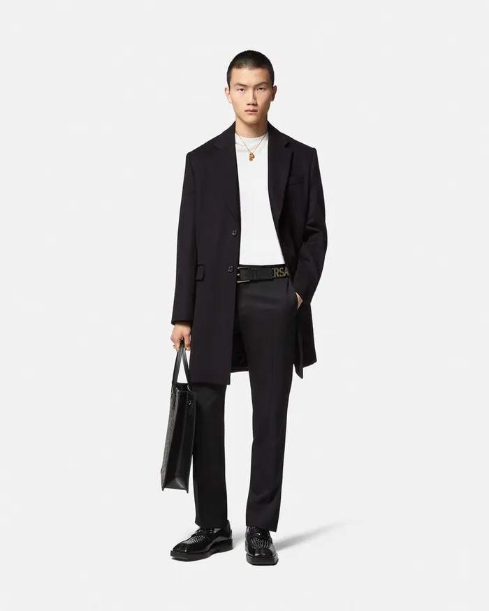 Versace Jackets and Coats Men SingleBreasted Coat Black