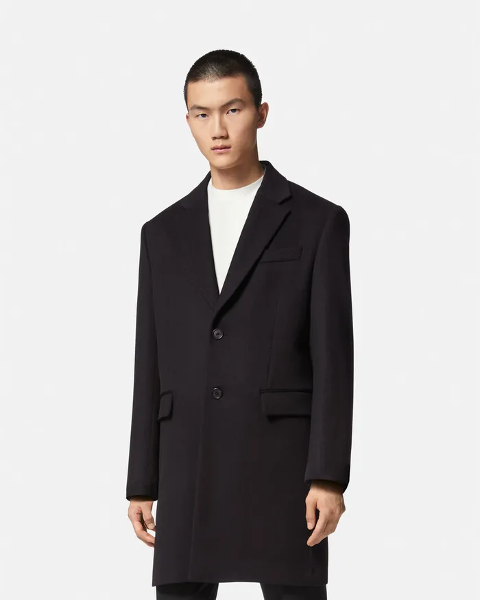 Versace Jackets and Coats Men SingleBreasted Coat Black
