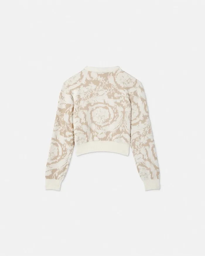 Versace Knitwear and Sweatshirts Kids Barocco Jacquard Chenille Sweater Beige
