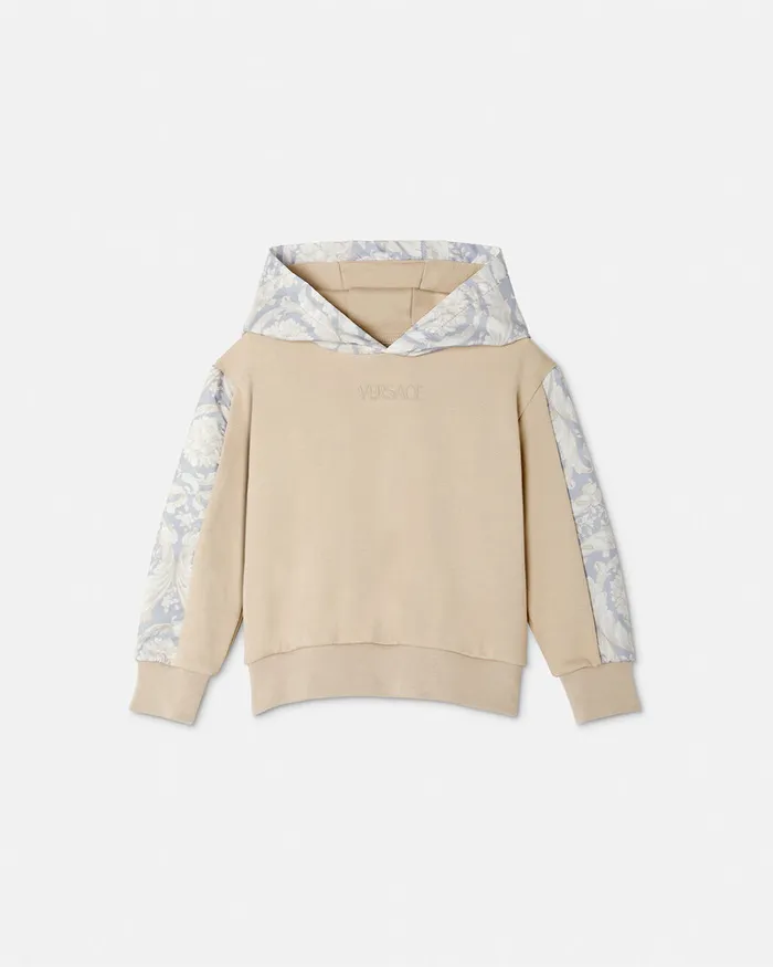 Versace Knitwear and Sweatshirts Kids Barocco Paneled Hoodie Beigeprint