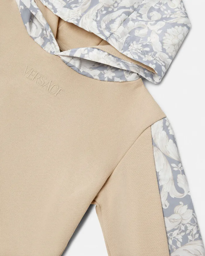 Versace Knitwear and Sweatshirts Kids Barocco Paneled Hoodie Beigeprint