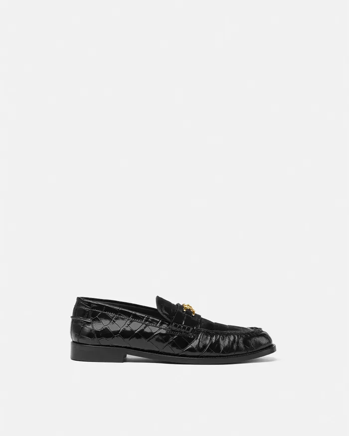 Versace Loafers and Slippers Men CrocEffect Medusa 03995 Loafers Blackgold