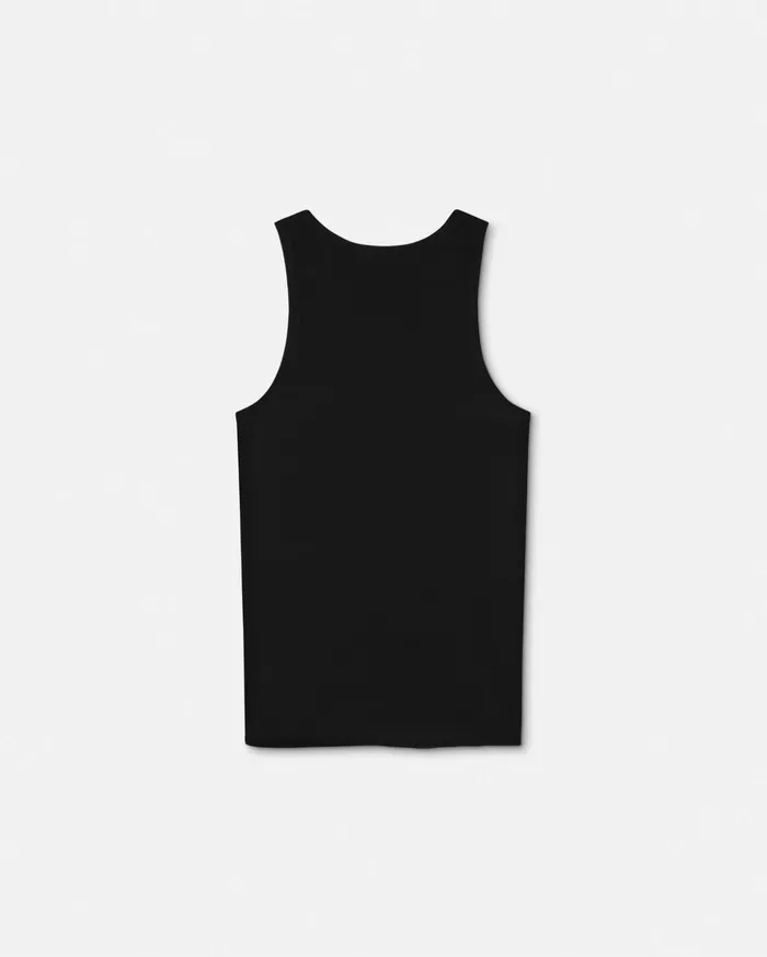 Versace Loungewear and Pajamas Men Logo Ribbed Tank Top Black