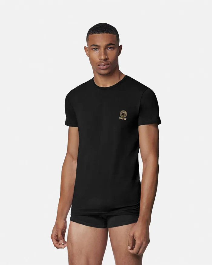 Versace Loungewear and Pajamas Men Medusa Undershirt 2Pack Black