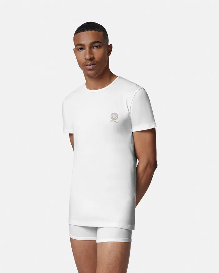 Versace Loungewear and Pajamas Men Medusa Undershirt 2Pack White