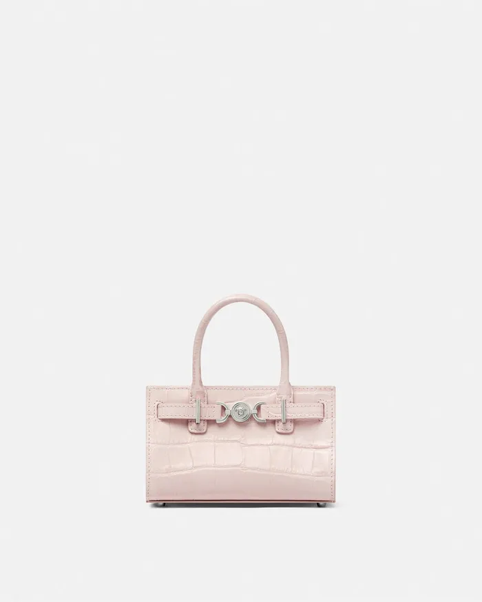 Versace Mini Bags and Clutches Women CrocEffect Medusa 03995 Mini Tote Bag Light Pink