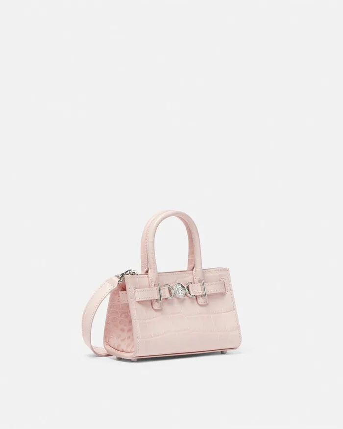 Versace Mini Bags and Clutches Women CrocEffect Medusa 03995 Mini Tote Bag Light Pink