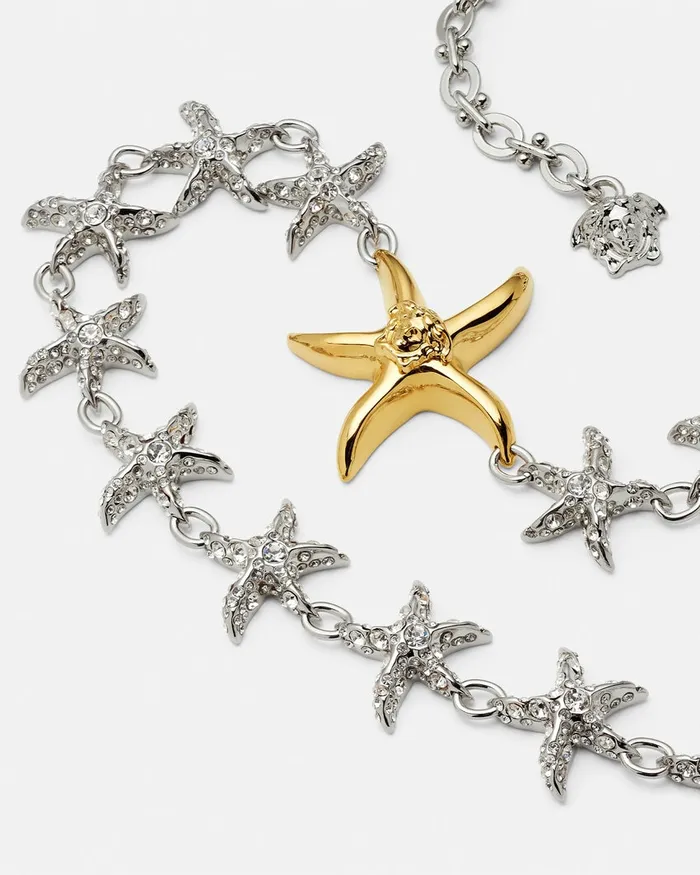 Versace Necklaces Women Crystal Barocco Sea Necklace Silvergold