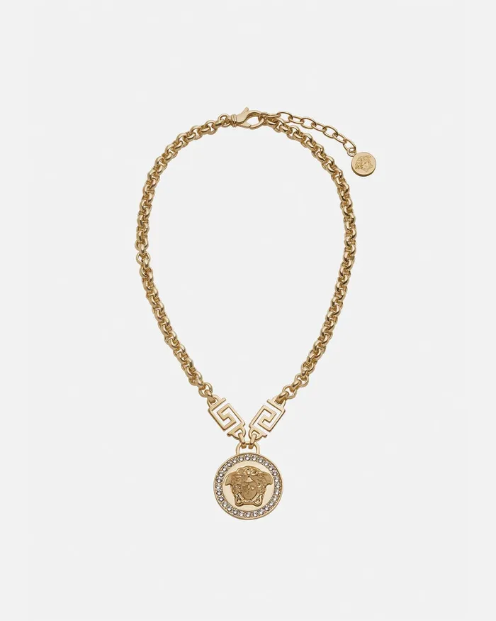 Versace Necklaces WomenMen Crystal La Medusa Greca Necklace Gold