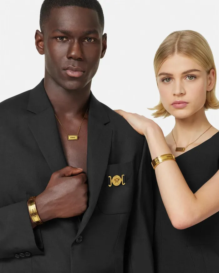 Versace Necklaces WomenMen Small 03990s Vintage Logo Necklace Blackgold