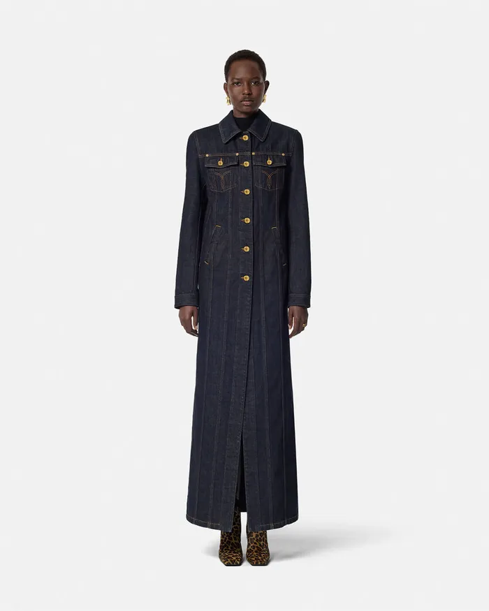 Versace Outerwear and Coats Women Denim Long Coat Blue
