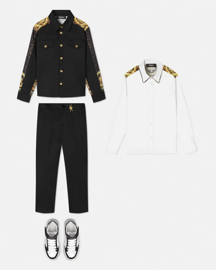 Versace Outerwear and Jackets Kids Wild Barocco Overshirt Black