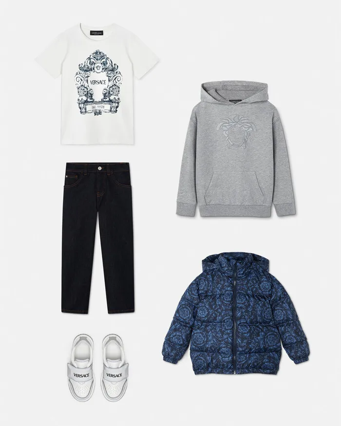 Versace Outerwear Kids Barocco Puffer Jacket Blueprint