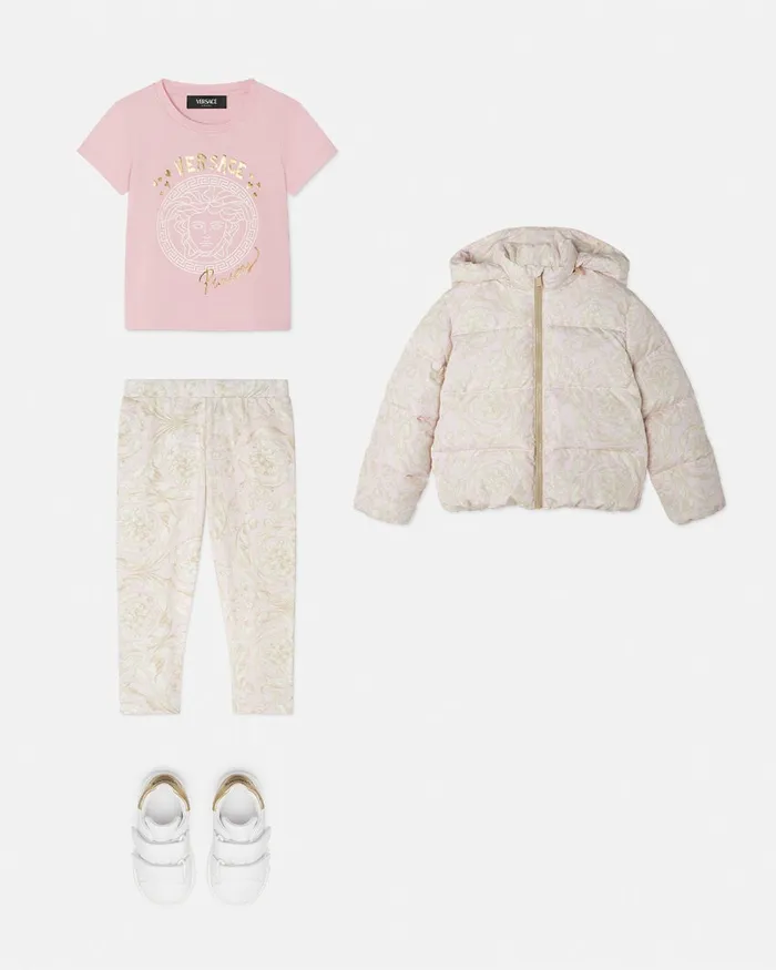 Versace Outerwear Kids Barocco Puffer Jacket White