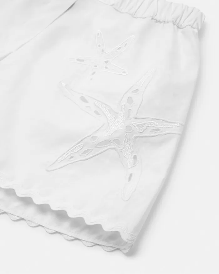 Versace Pants and Skirts Kids Embroidered Sangallo Shorts White
