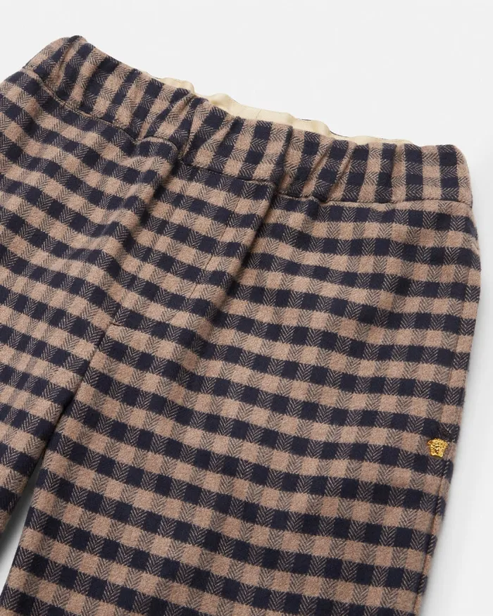 Versace Pants Kids Checked Flannel Pants Brown