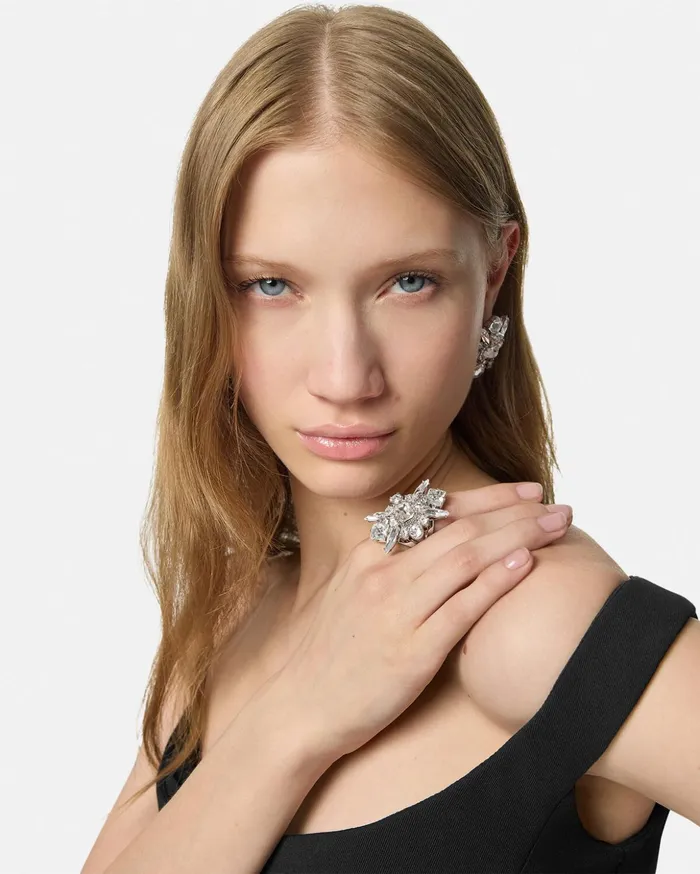 Versace Rings Women Bloom Ring Silver