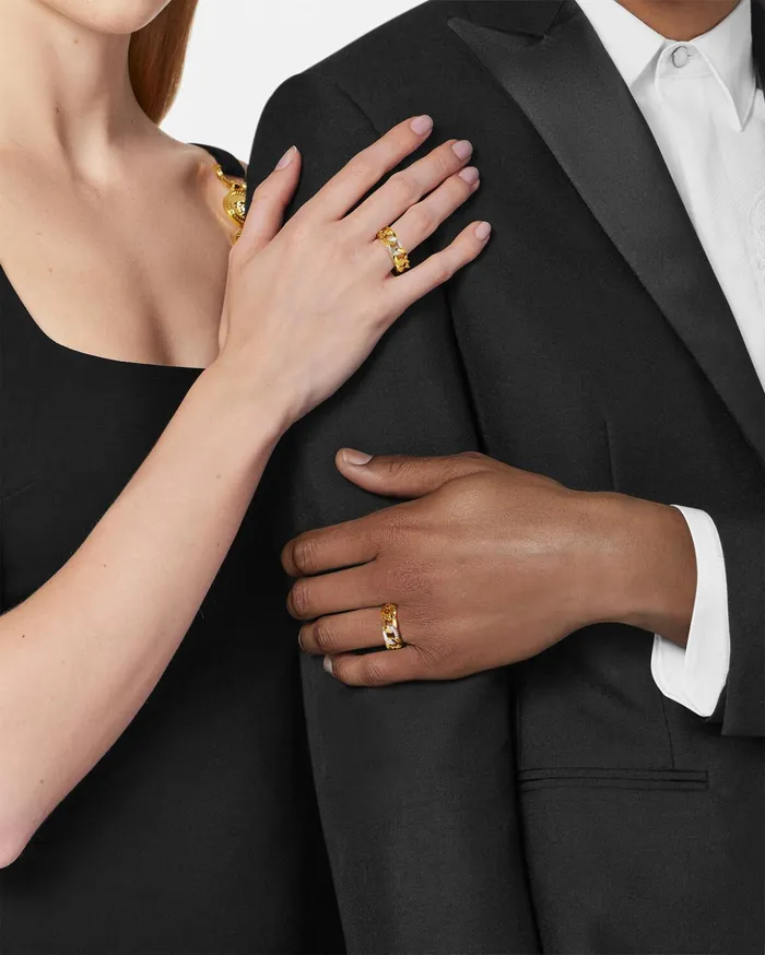 Versace Rings WomenMen Medusa Chain Ring Gold