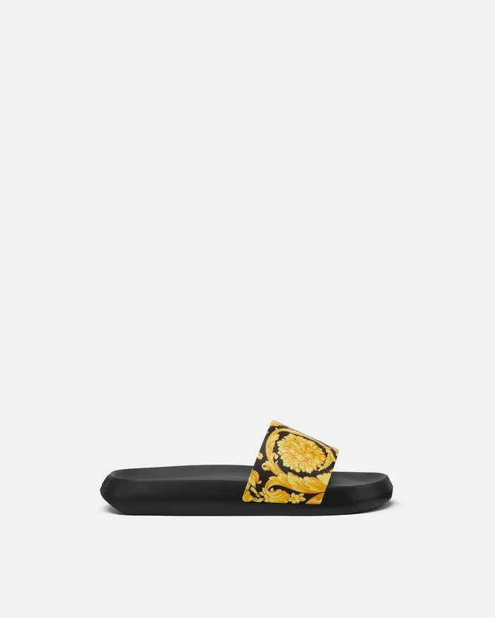 Versace Sandals and Slides Men Barocco Sliders Blackprint