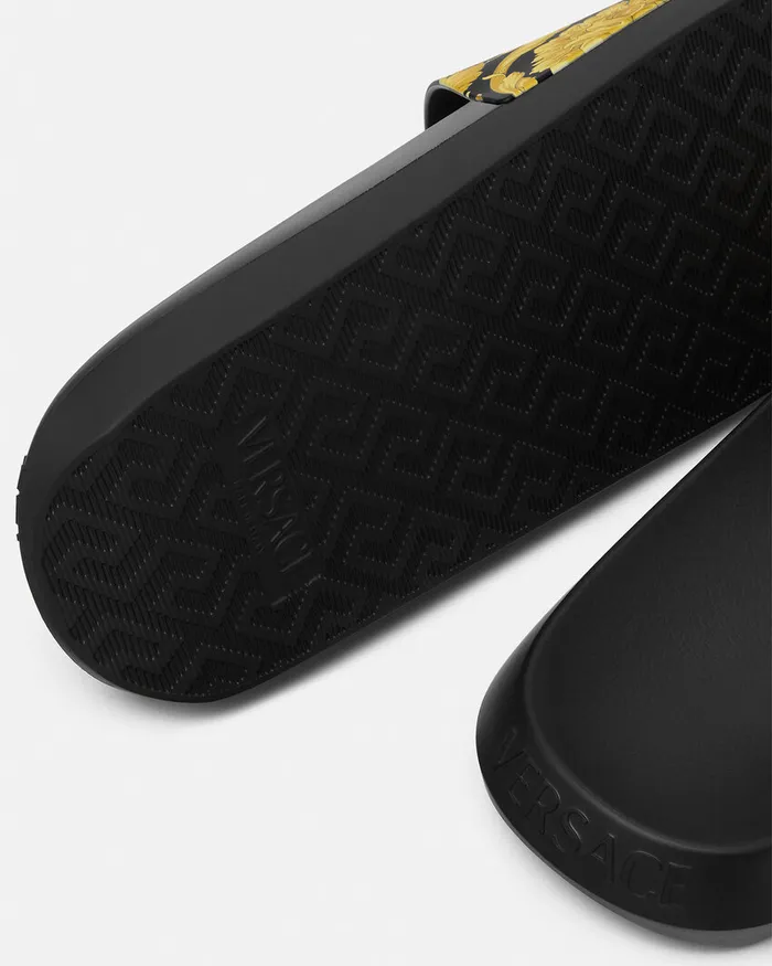 Versace Sandals and Slides Men Barocco Sliders Blackprint
