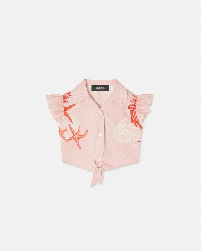 Versace Shirts and Tshirts Kids Barocco Sea Baby Knotted Shirt Coral