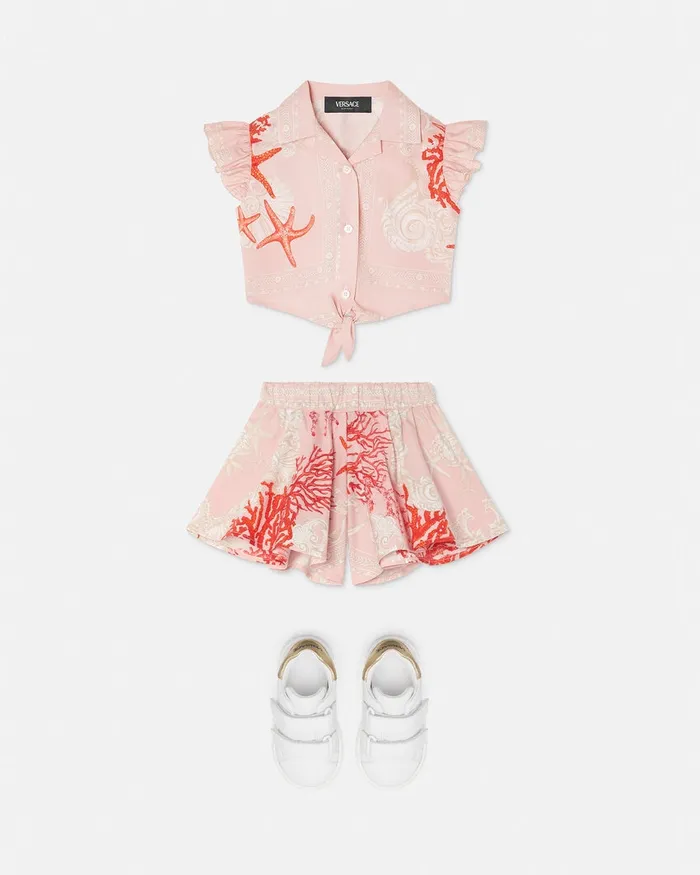 Versace Shirts and Tshirts Kids Barocco Sea Baby Knotted Shirt Coral