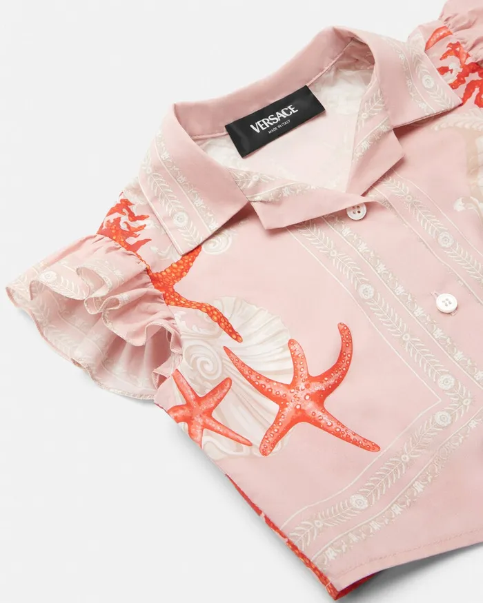 Versace Shirts and Tshirts Kids Barocco Sea Baby Knotted Shirt Coral
